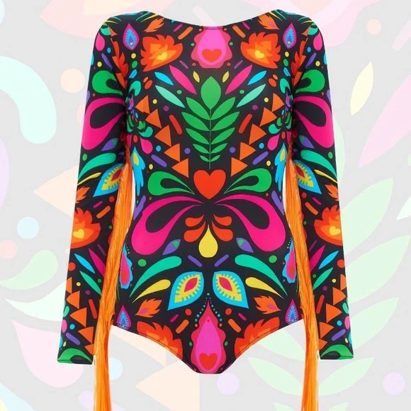 LOM Rainbow Black Fringe Sleeve Rave Bodysuit - XS - Picture 5 of 7